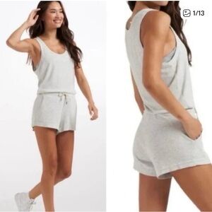 Vuori Torrey Ribbed Tank Romper Heather Gray Size L Athleisure Neutral Lounge